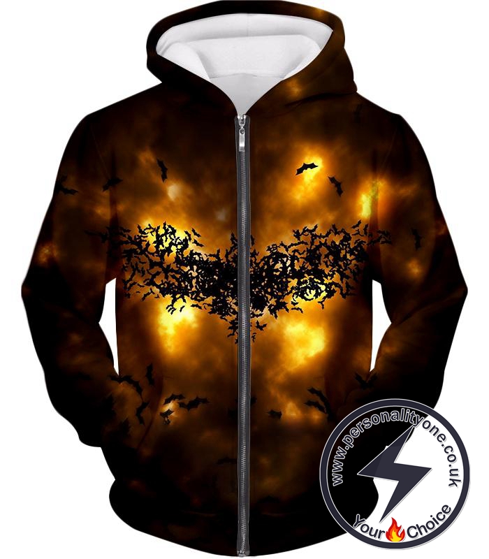 Fearless Hero Symbol Batman Logo Cool Graphic Zip Up Hoodie